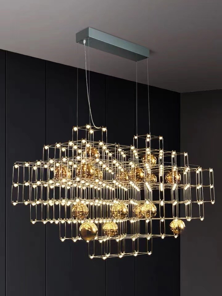 Modern wedding luxury hanging ball light with crystal chandelier