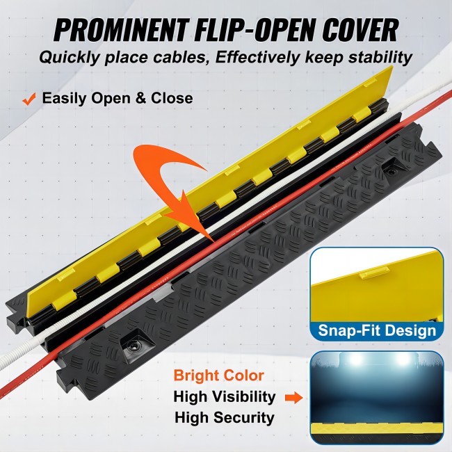 Outdoor Cable Protector Rubber Speed Hump 2 Channel Low Profile Speed Bump