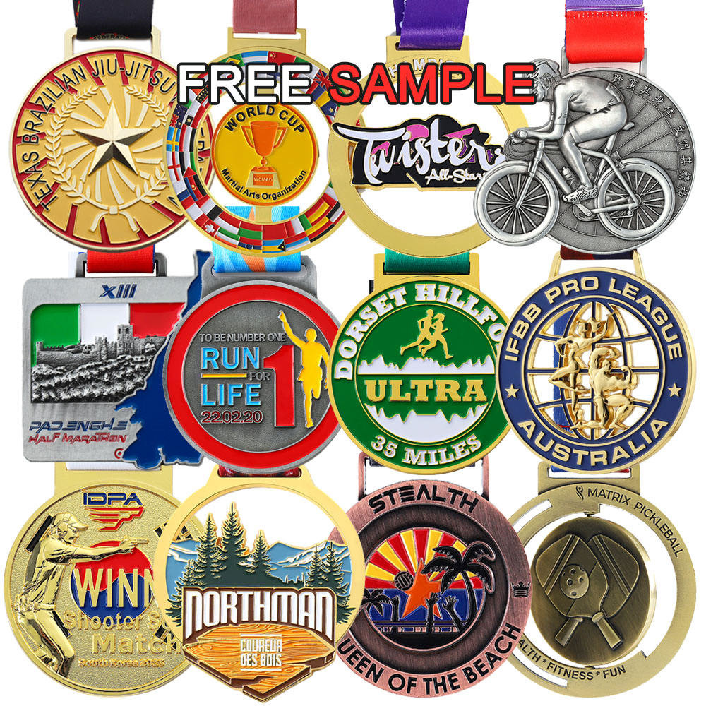 3d Zinc Alloy Custom Medal Synthetic Enamel Color Marathon Gold Medal