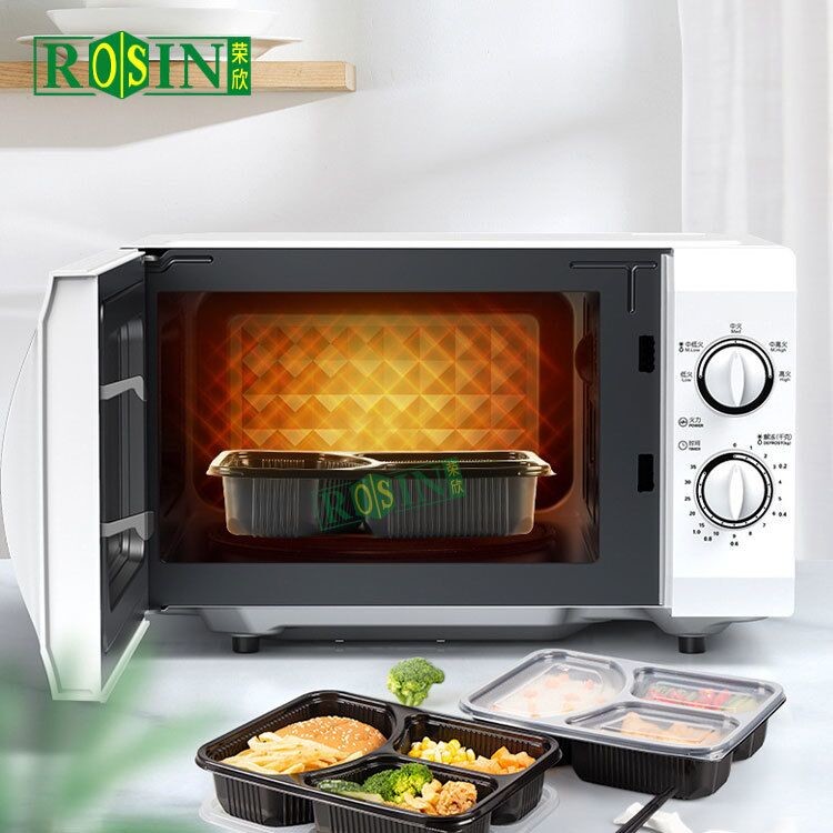 Thickened Plastic PP 3 Compartment Lunch Containers Transportation With Lid
