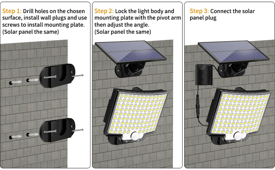 128 LED Solar Flood Light Motion Sensor Wall Mounted Sunlight Power IP65