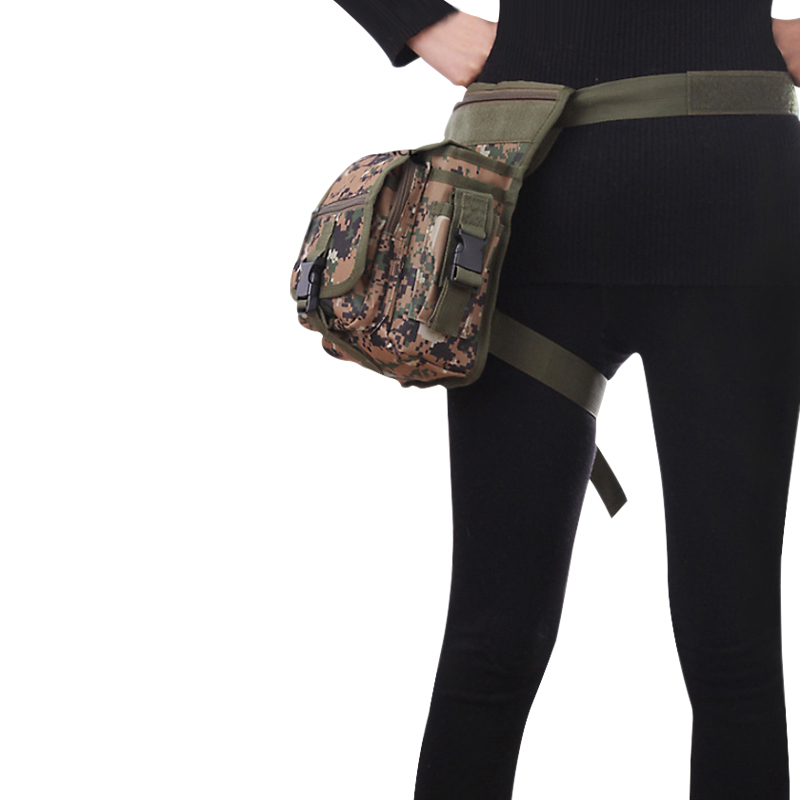600D Nylon Fabric Waist Bag Belt for Outdoor Training Hiking Mountaineering in Khaki