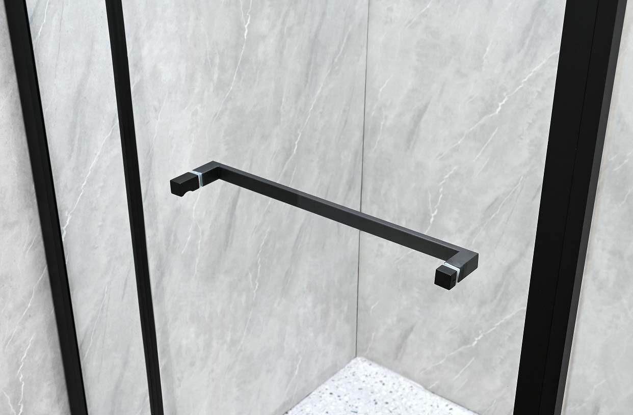 6/8mm Tempered Glass And Alum Frame Black Square Shower Enclosure Modern