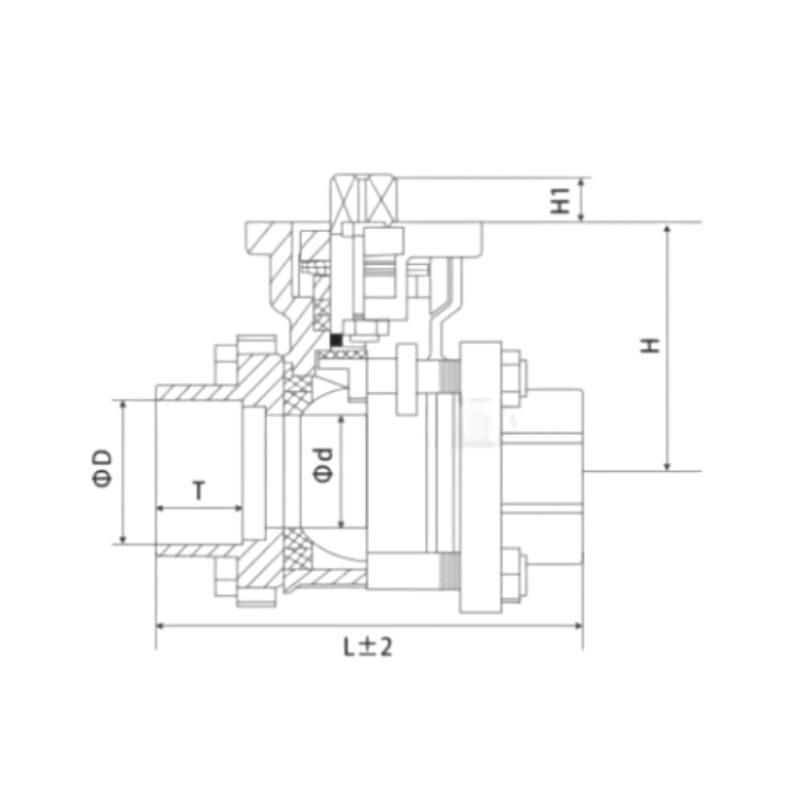 3 PC Female Thread Ball Valve with High Platform