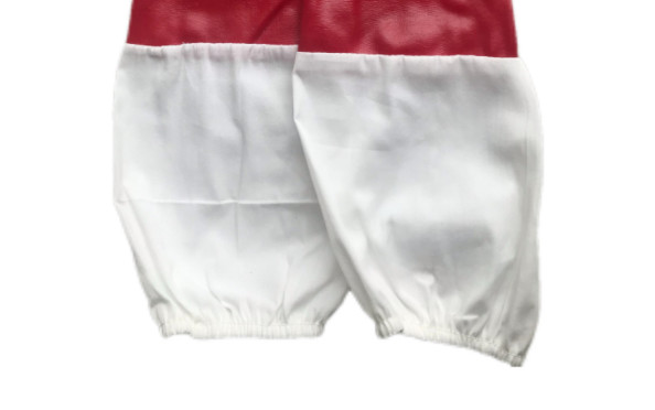 Red Rubber Honey Bee Gloves With White Cloth Sleeve Beekeeping Gloves