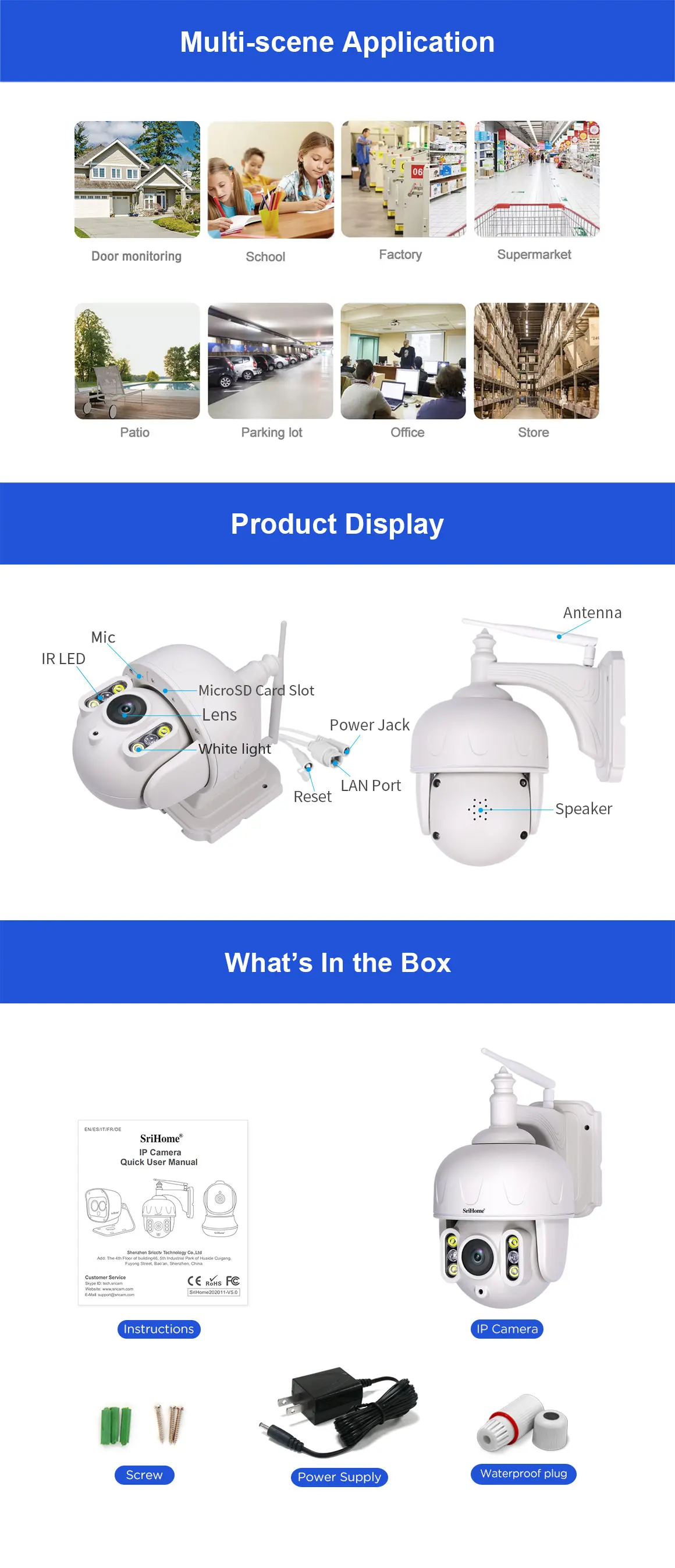 5mp Outdoor Waterproof PTZ Camera WIFI 360 Rotation Surveillance PTZ IP Network CCTV Cameras