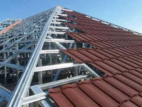 Villa Roof Bond Tile Stone Coated Metal Tile 0.40mm AZ70 Coffee Black 50 Years Warranty Wave Tiles