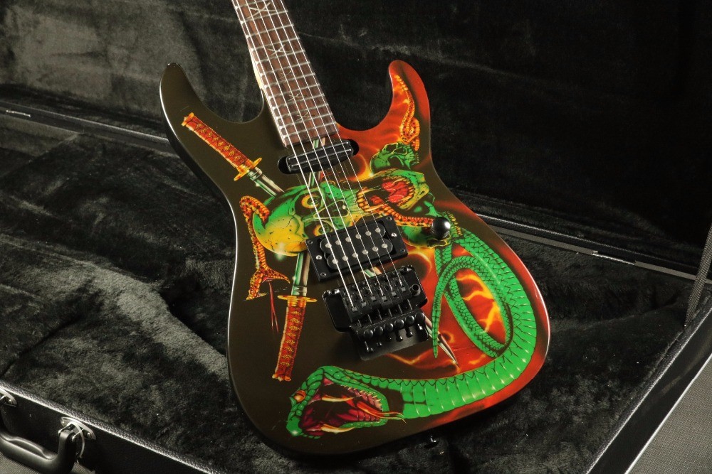 Hot popular skull inlay skull snake body top quality floydrose tremolo Electric guitar Guitarra black hardware electric