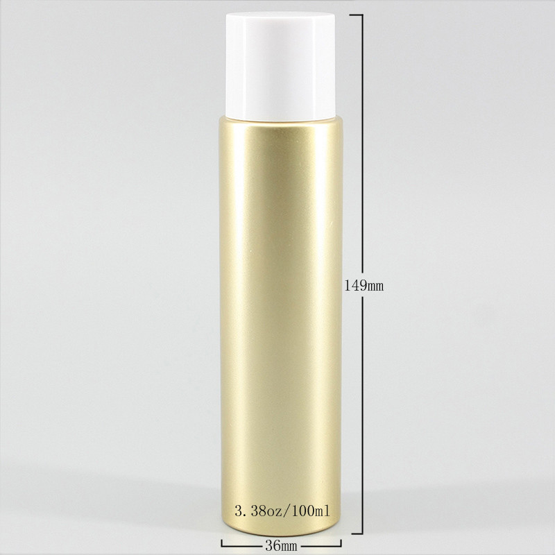 Cylinder 24mm Gold Smooth 3.38oz PET Plastic Bottle