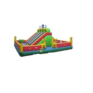 Cartoon Funny Inflatable Fun City Jumping Bouncy Playground 14 * 7m Customized