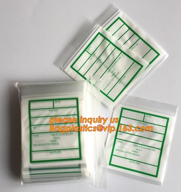 Eco friendly biohazard medicine k bag, FDA LDPE Materials Medical using Zipper Bags Plastic Zip lock bags with own