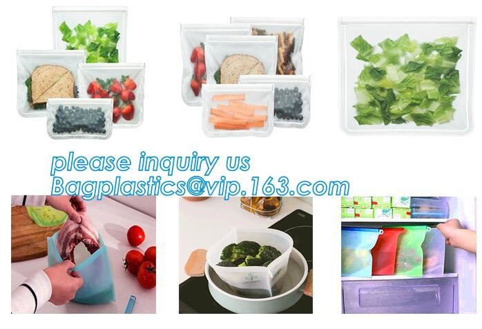 Food Grade Leakproof Fresh Large Zipper Freezer Reusable Silicone Food Preservation Storage Bags With bagplastic