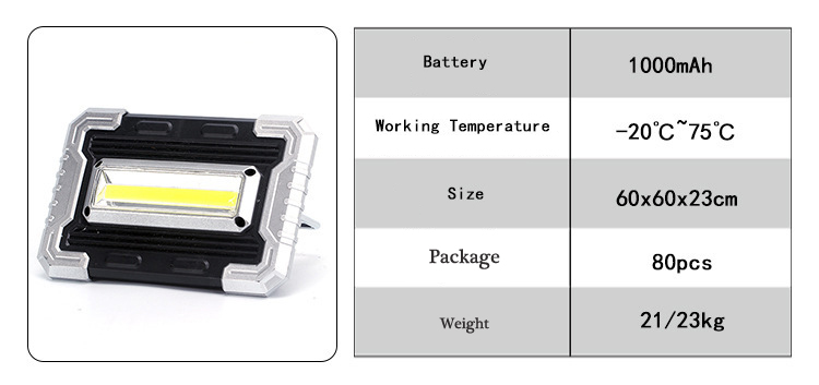 Portable Rechargeable Outdoor Flood Lights 10w For Fishing Camping Wearproof