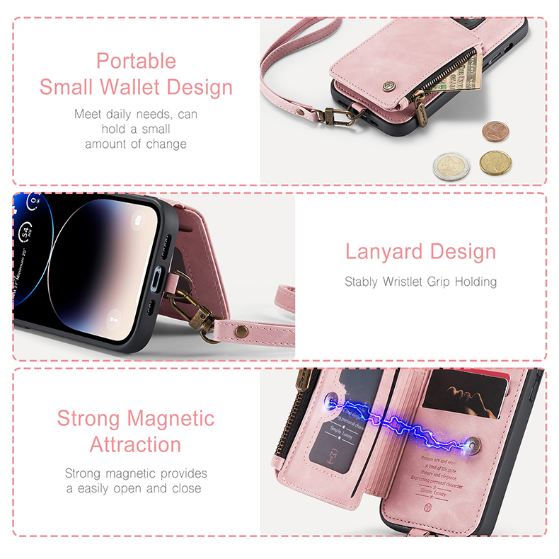 Wireless Charging Shockproof Leather Mobile Phone Cover for iPhone 14 Pro Max