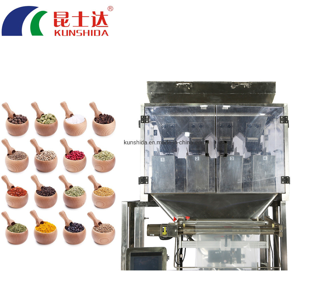  Automatic Packing Candy/Grain/Salt/Coffee Bean/Dried Fruit/Puffed Food 4heads Weigher Manufactures