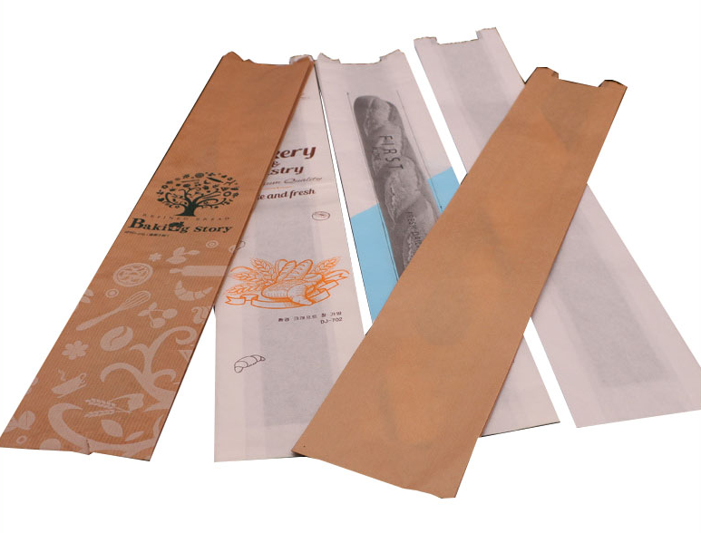 Custom Fast Food Paper Bags For Bread Using Environmental Friendly Material