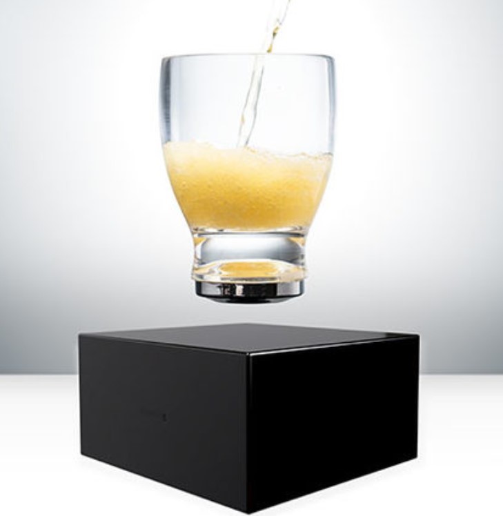 wireelss base rechargeable magnetic levitation cup glass X Zero Gravity Drinkware display racks