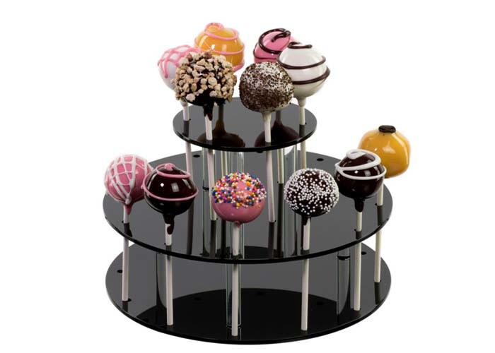 Round 3 Layer Acrylic Cake Stand , Clear / Black Acrylic Candy Display