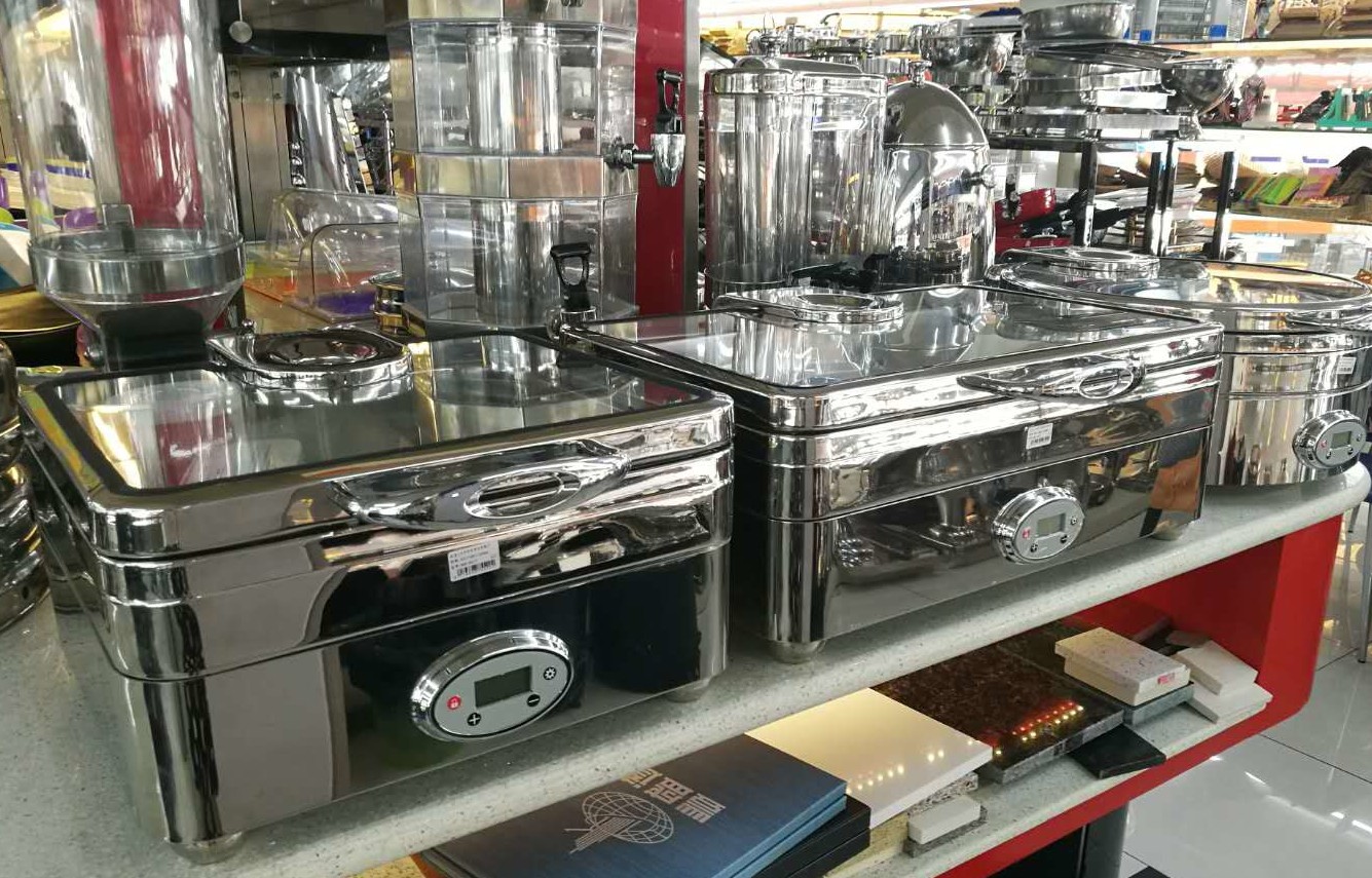 Electric Rectangular Chafer Stainless Steel Cookwares Digital - display Temperature 1/1 GN Food Pan Mirror Finish