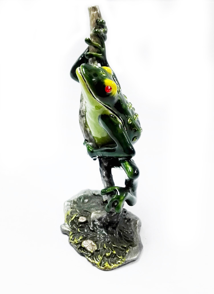 New design home decorative box metal cute green frog jewelry decorative box