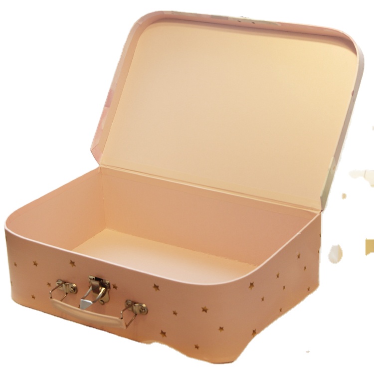 Kawayi Cute Mini Rigid Cardboard Suitcase Gift Box For Kids Printing Handling Stamping