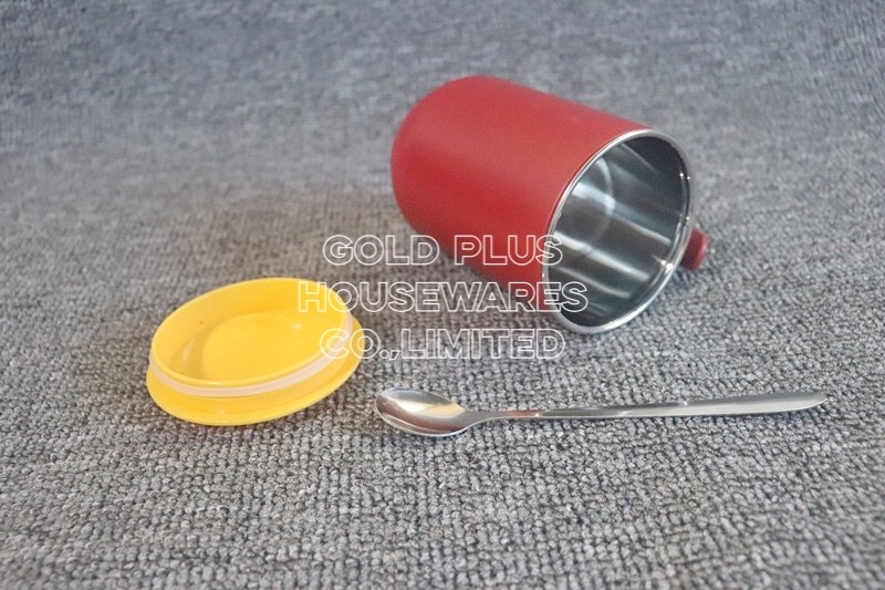 BPA Free Red Handgrip 304 Stainless Steel Coffee Cup With Sealing Cover