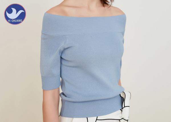 Summer Half Sleeves Cable Knit Jumper Womens Boat Neck Lady Knitwear Anti -