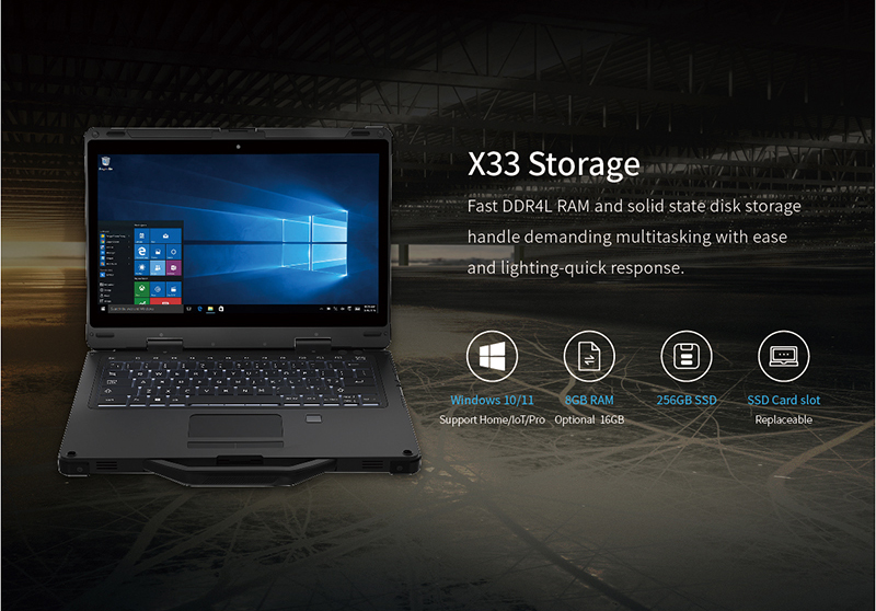 13 Inch Rugged Laptop with Waterproof Design Backlit Keyboard and Fingerprint Recognition