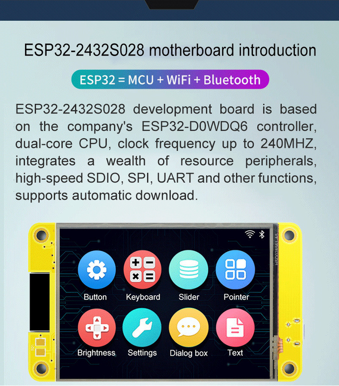 2.8 inch tft color display LED backlight brightness high and low power consumption module 240 * 320 yellow PCB
