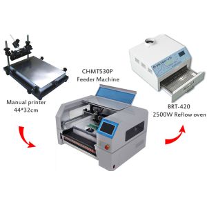 China Desktop SMT Production Line Solder Paste Screen Printer CHMT530P Pick And Place Machine SMT Reflow Oven BRT-420 on sale