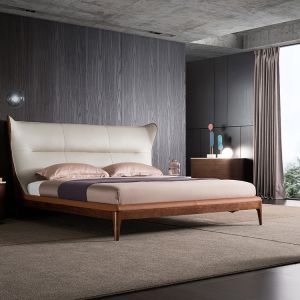 China King Size Platform Leather Back Bed Frame on sale