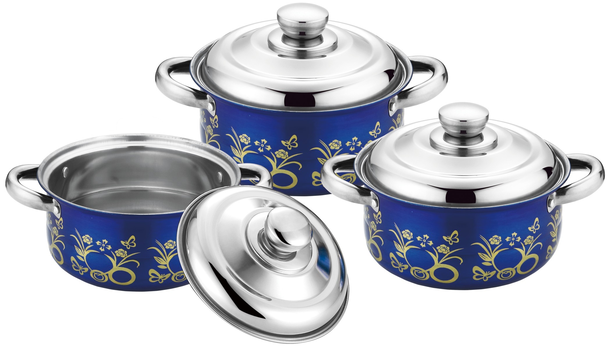 6 pcs kitchen cookware set &cookwere set stainless steel & 16/18/20cm colorful induction cookware set