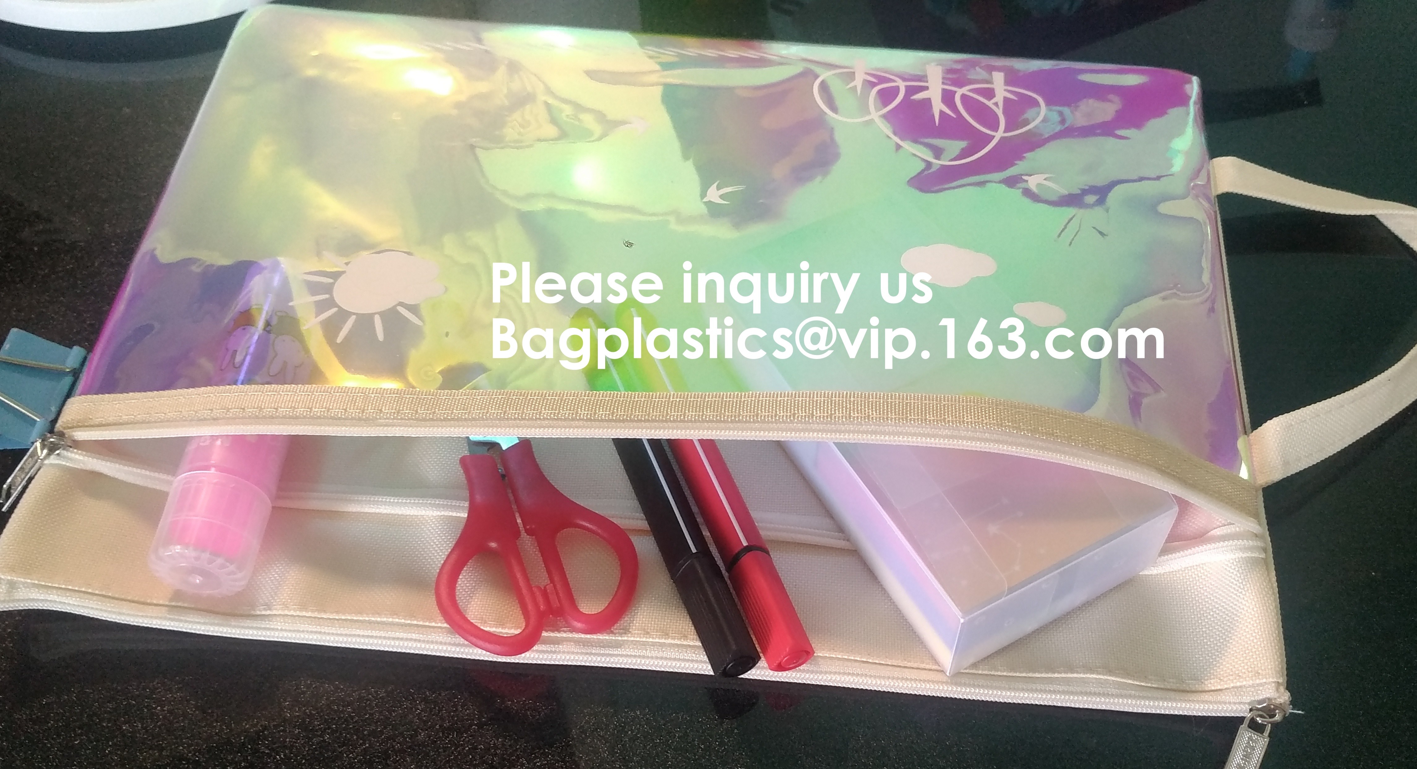 PVC A4/A5/A3 Waterproof Mesh Transparent Zipper File Folder Bag,A4 Double Zipper Mesh File Storage Bag With Color