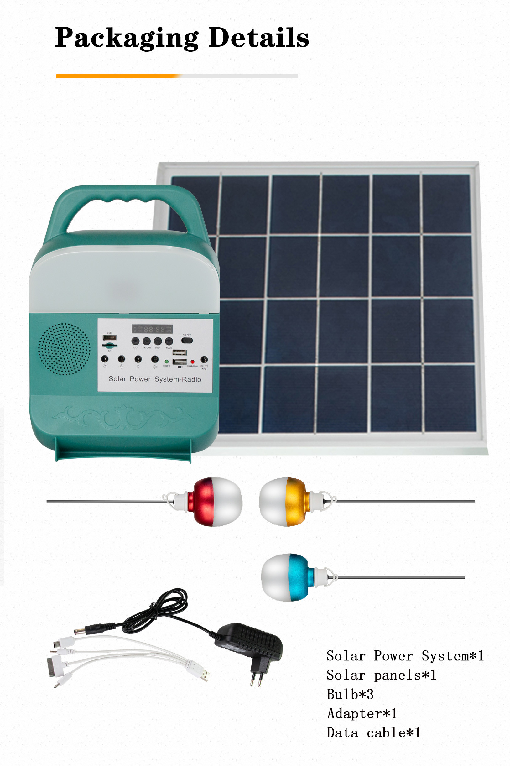 IP65 Household Lighting Solar Panel System 9W With LED Bulb