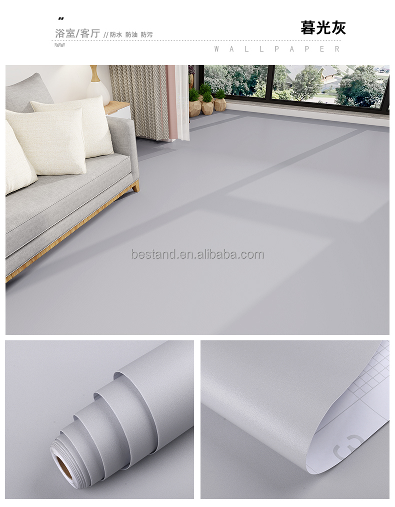 Modern Design Style Crystal TPH Fire Resistance Self Adhesive Wallpaper Sticker for Wall and Floor in Plain Color