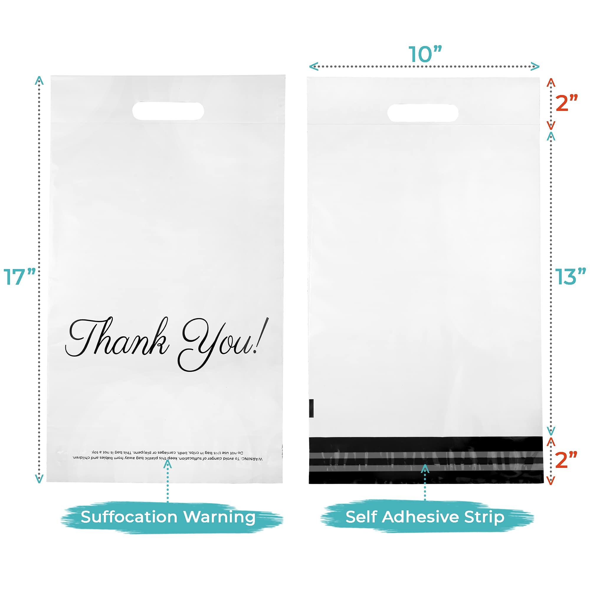 Waterproof Thank You Poly Mailers , Handled Poly Mailing Bag 12 X 15.5