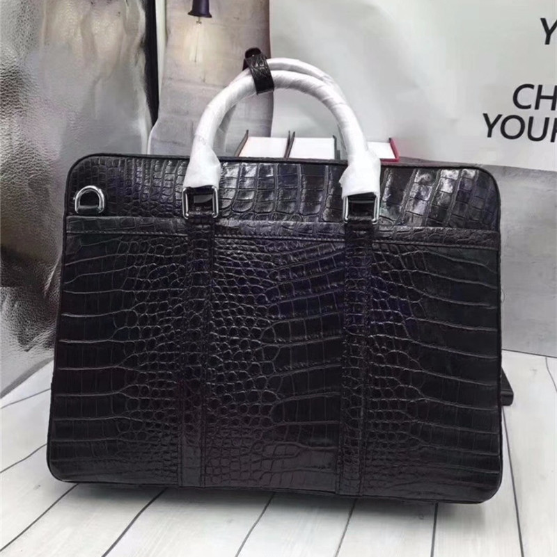 Business Style Genuine Crocodile Belly Skin Men's Working Bag Briefcase Exotic Real Alligator Leather Male Large Handbag