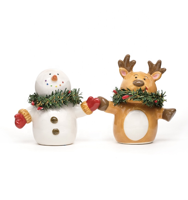 Creative Cute Animal Earthenware Ceramic Salt And Pepper Shaker Set For Christmas