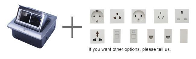 Aluminium Built In Pop Up Floor Receptacle With Double Positions India Type Socket