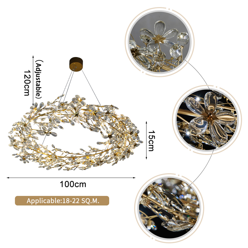 Crystal Chandelier LED Home Decor Lamp Round Flower Creative Design tree branch chandelier(WH-CY-232)