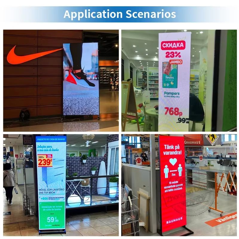High Brightness Moveable Indoor LED Advertising Screen P1.86 P2 P2.5 P3 Remote Control Wifi 4g Led Poster Digital Display Screen