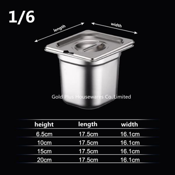 1/6 Stainless Steel Jam Pot Thickened Metal Rectangular Canteen Buffet Serving