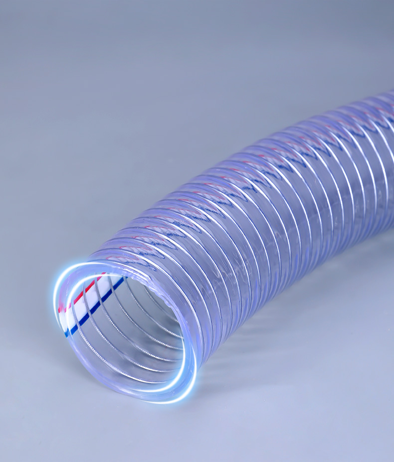 UMETASS 3/4" Transparent PVC Spiral Steel Wire Reinforced Hose with Flange Connection