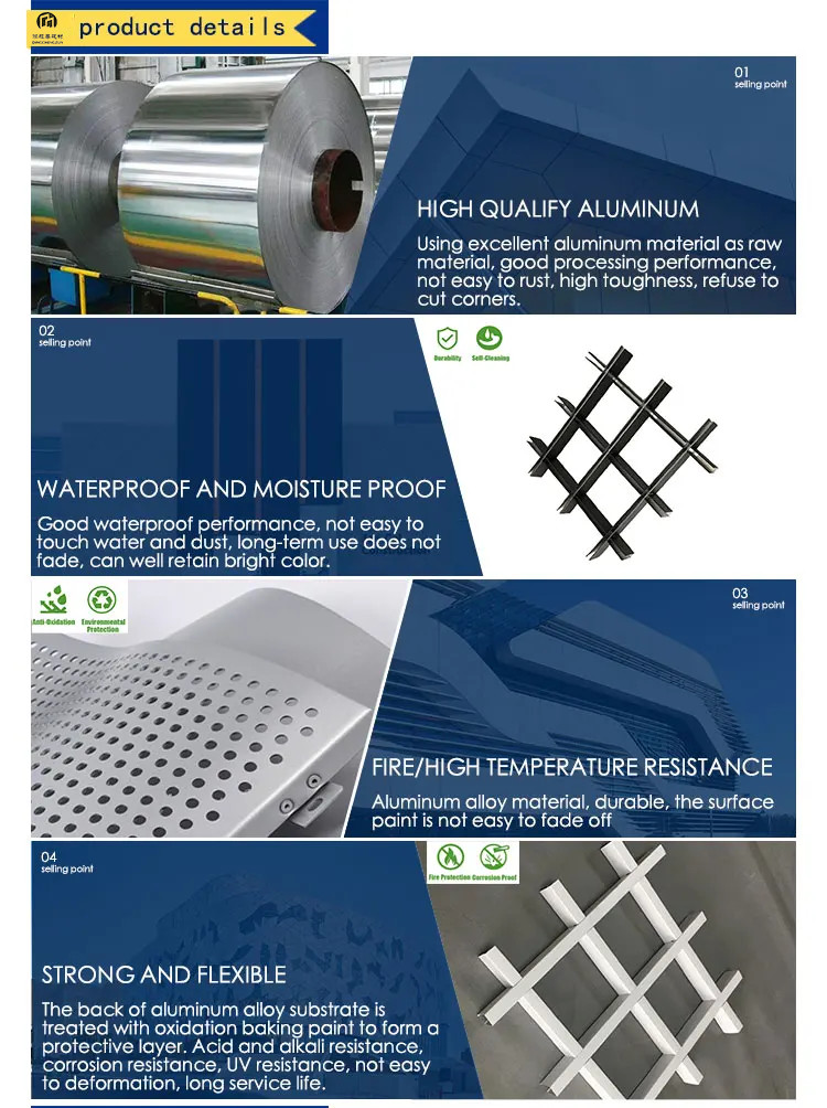 Open Cell Metal Grille Ceiling Customized Aluminium Suspended Ceiling Grid