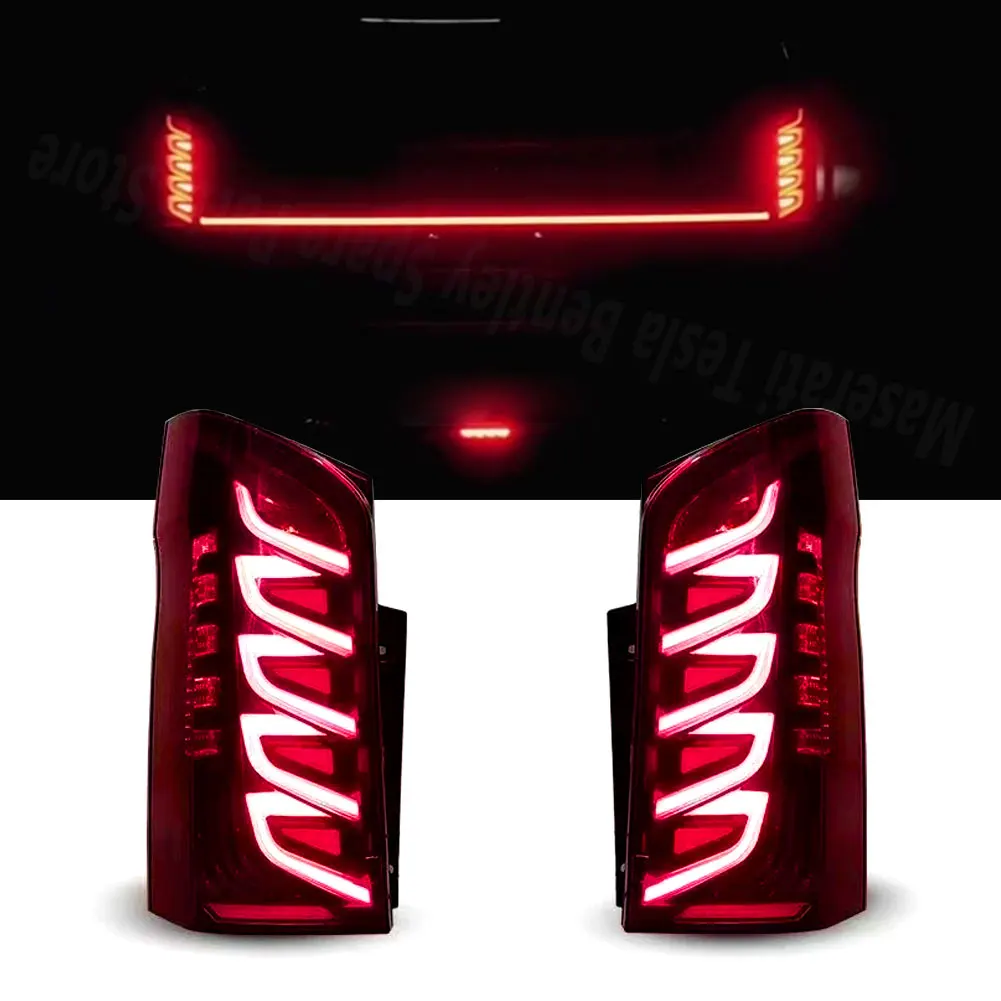 Spiral Through Taillight For Benz Vito W447 V260 16-20 Through Stream Dynamic Flowing Driving Brake Lamp Car Accessories