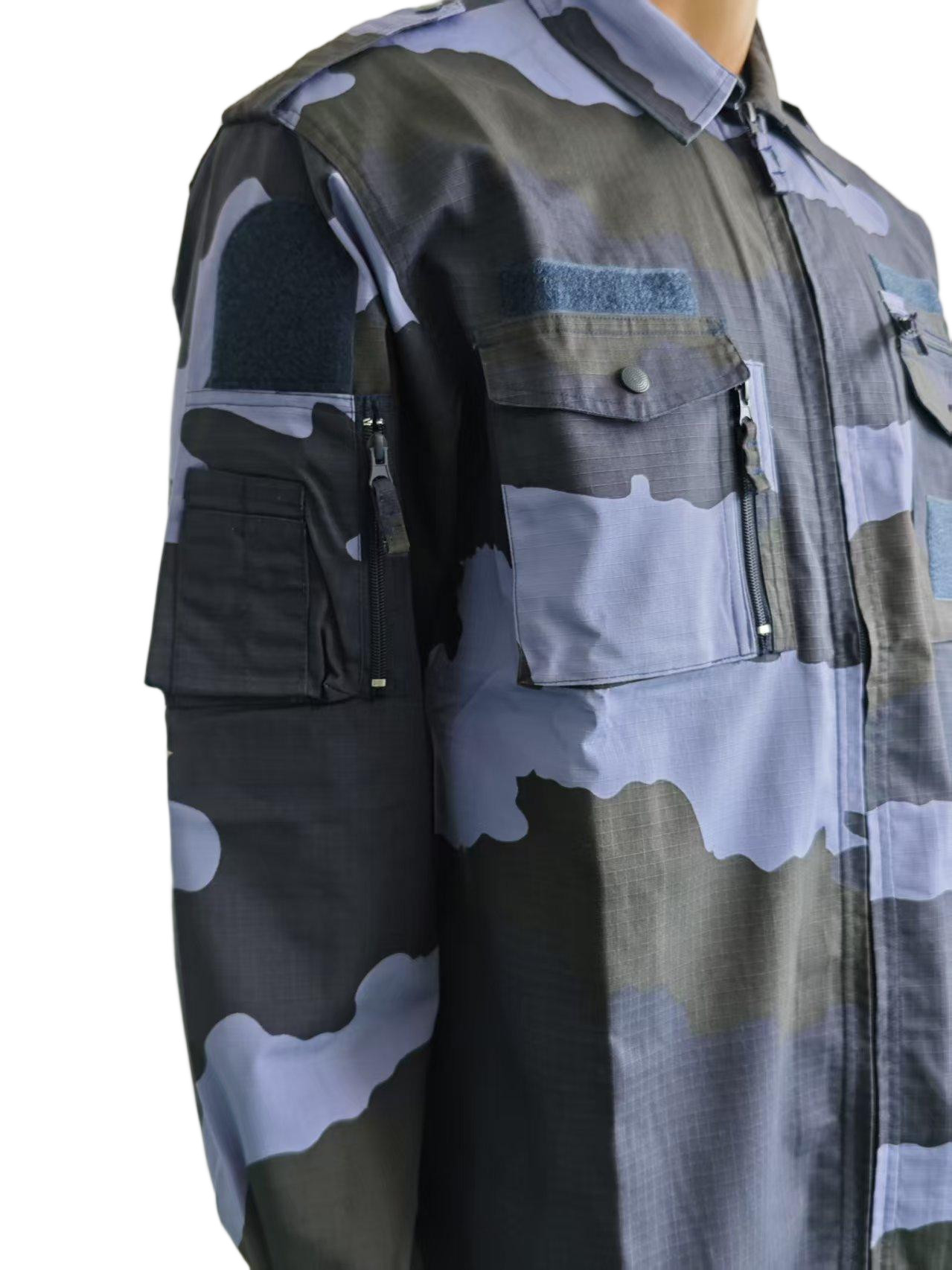 Navy and Black Digital Camouflage Combat Uniform Set Digital Camouflage Fabrics Tear Resistant 225GSM Ripstop Camouflage Fabric Custom