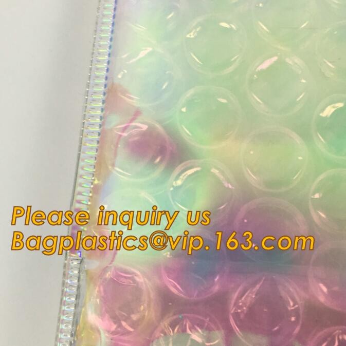 Holographic Zipper Slider Zip Lock Bubble Bag,Cosmetic Zipper Bag/Rose Gold Slider Bubble Bag with Logo,Slider Bubble Zi