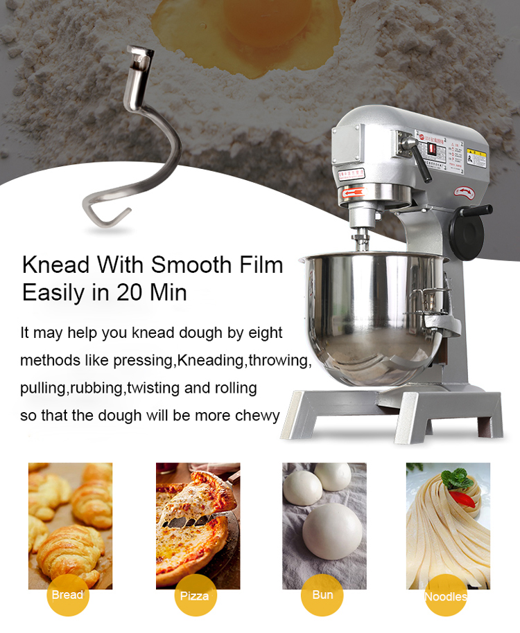 750W Power 20L Dough Mixer Automatic Stainless Steel Food Spiral Mixer for Commercial