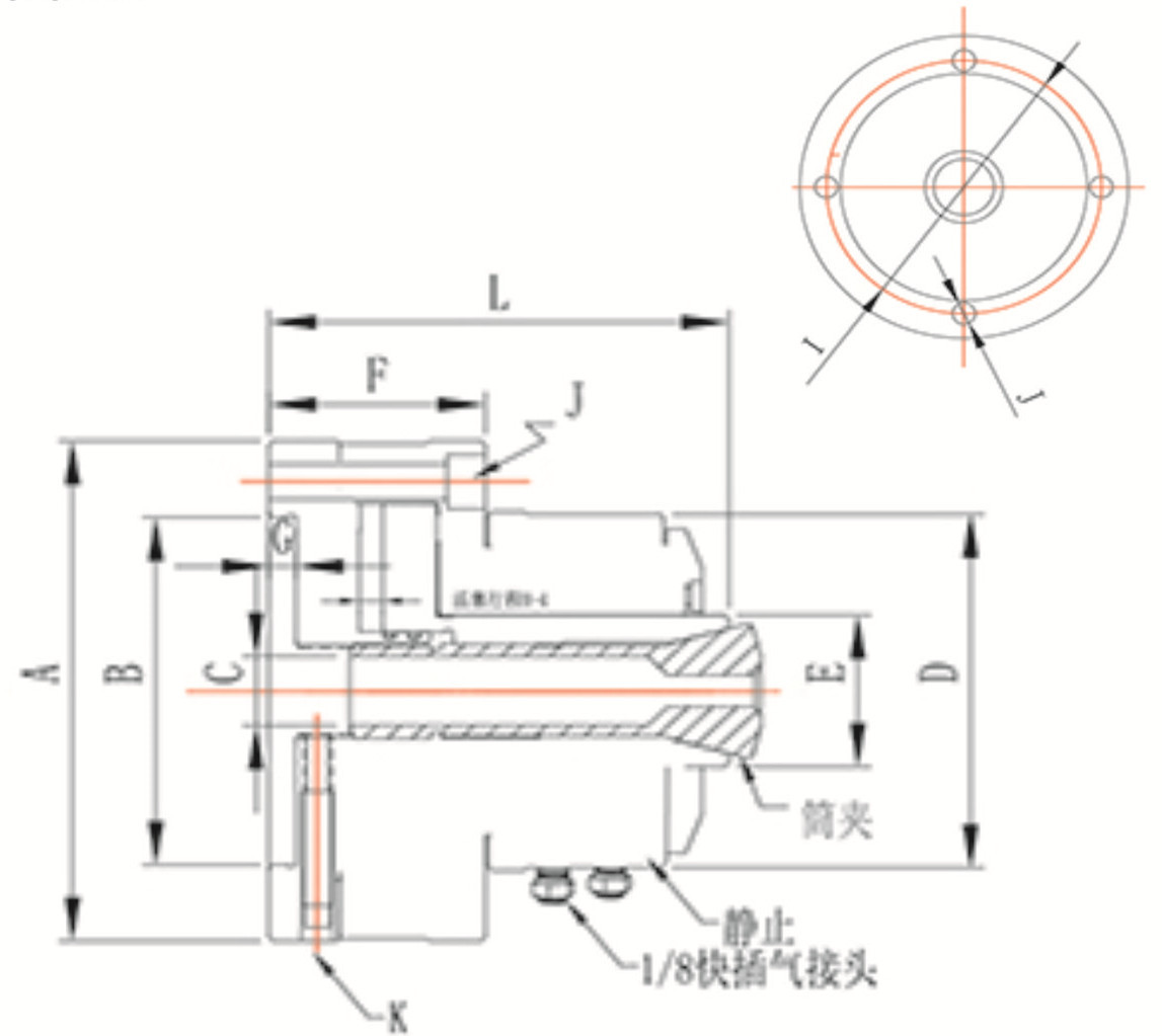 High Speed Pneumatic Rotary Collet Chuck For CNC Lathe Grinding Machine