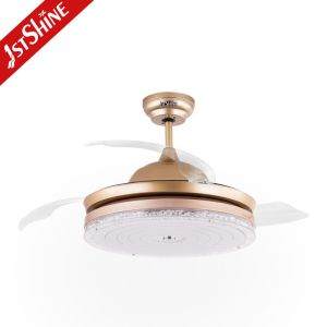 Invisible Acrylic Lampshade Foldable Ceiling Fan With Dimmable Light